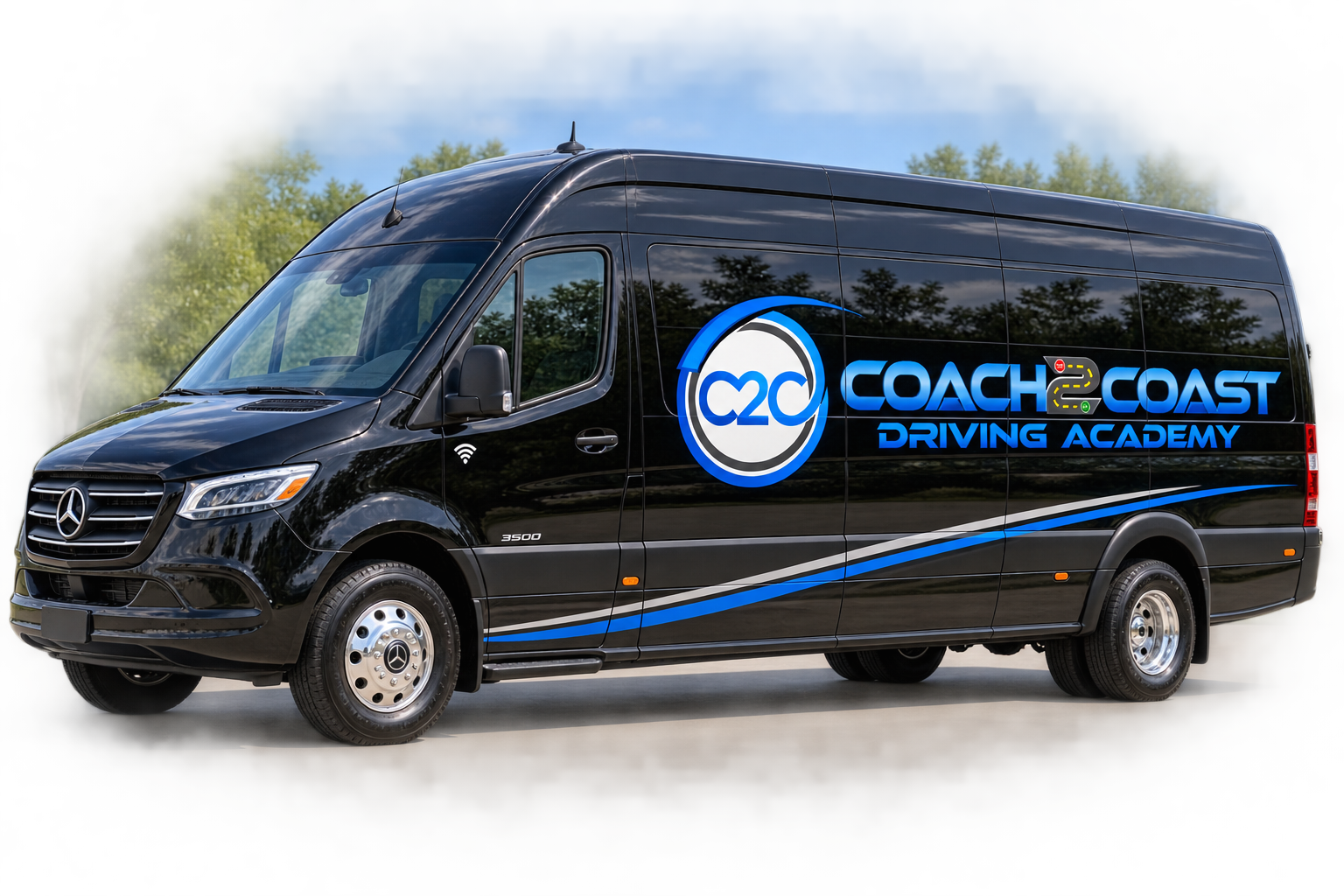 Coach2Coast Black Extended Sprinter branding concept